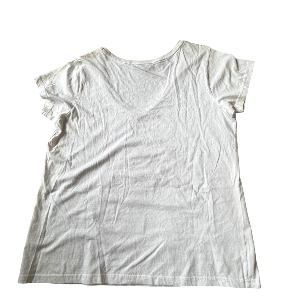 Gold & Silver Paris‎ White V-Neck T-Shirt Beaded Hamsa Hand Boho Festival Top - Picture 4 of 5
